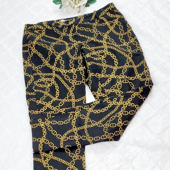 Michael Kors Black & Gold Chain Link Pants - Picture 1 of 4